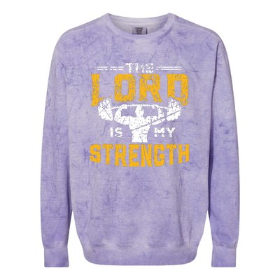 Workout The Lord Is My Strength Funny Christian Gym Colorblast Crewneck Sweatshirt