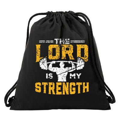 Workout The Lord Is My Strength Funny Christian Gym Drawstring Bag