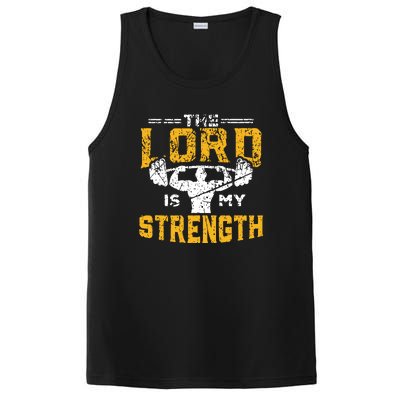 Workout The Lord Is My Strength Funny Christian Gym PosiCharge Competitor Tank