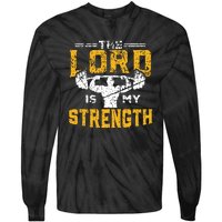 Workout The Lord Is My Strength Funny Christian Gym Tie-Dye Long Sleeve Shirt