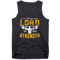 Workout The Lord Is My Strength Funny Christian Gym Tank Top