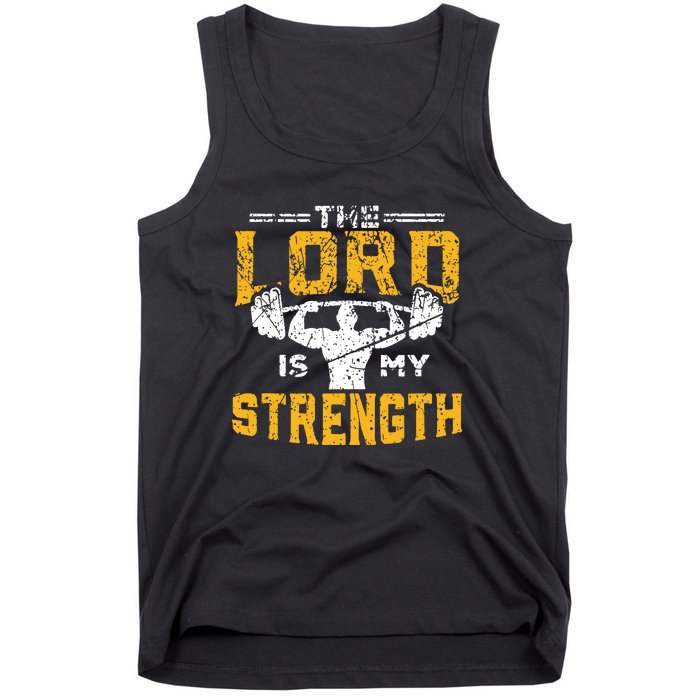 Workout The Lord Is My Strength Funny Christian Gym Tank Top