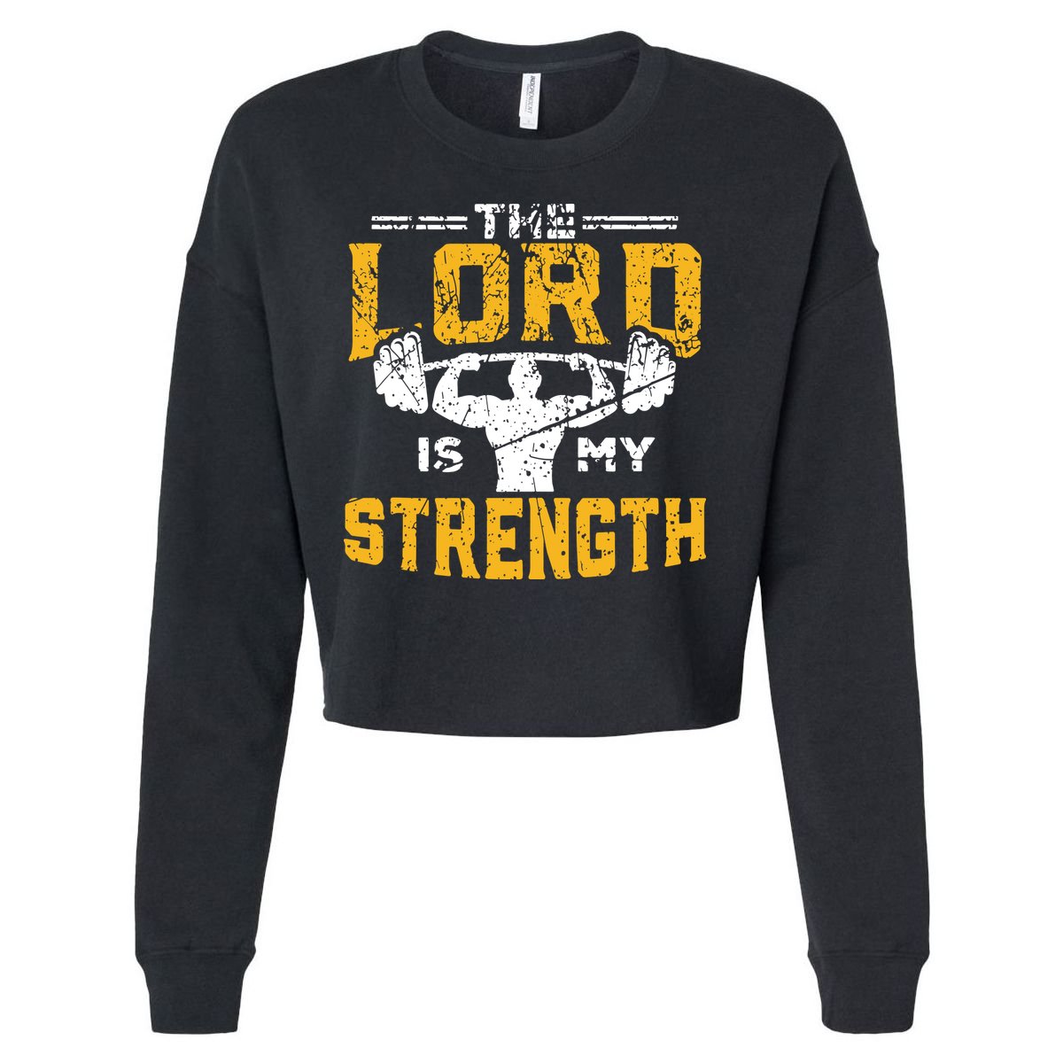 Workout The Lord Is My Strength Funny Christian Gym Cropped Pullover Crew