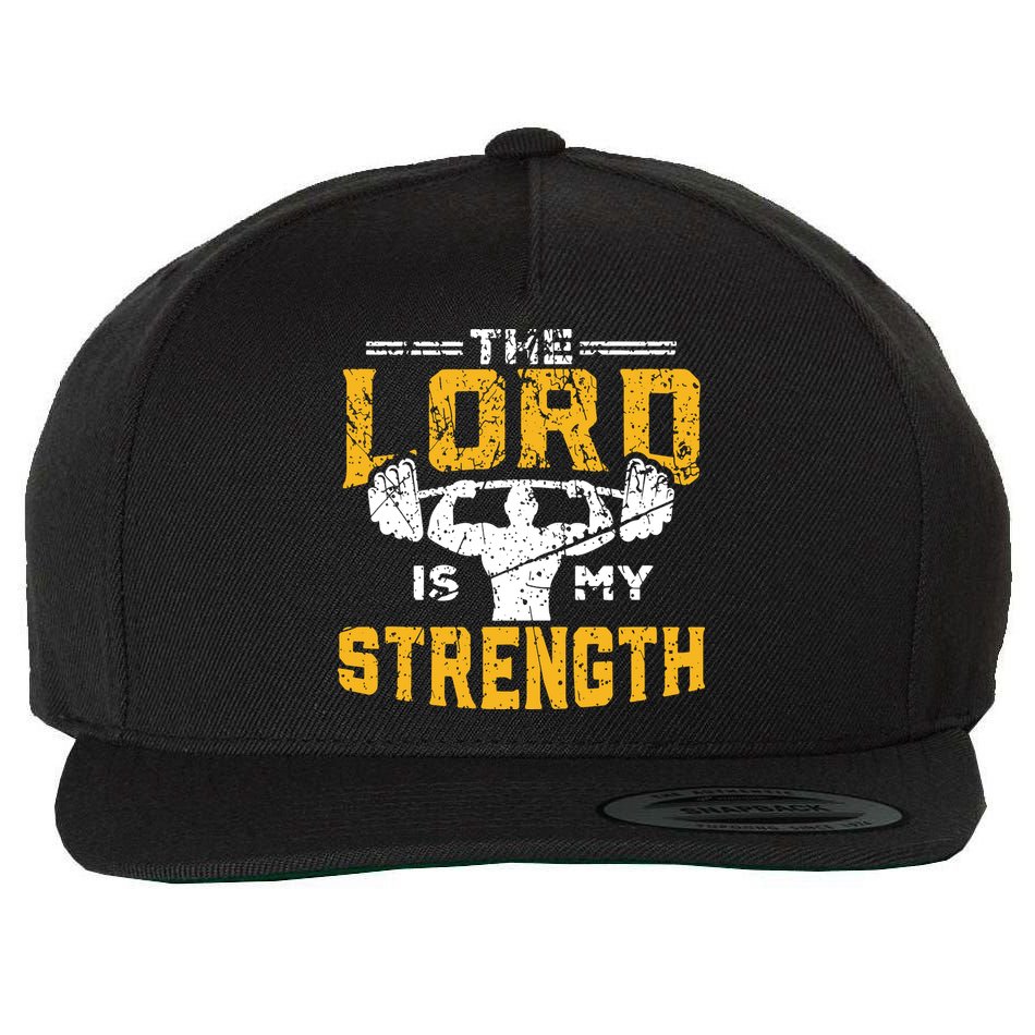 Workout The Lord Is My Strength Funny Christian Gym Wool Snapback Cap