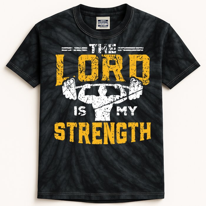 Workout The Lord Is My Strength Funny Christian Gym Kids Tie-Dye T-Shirt