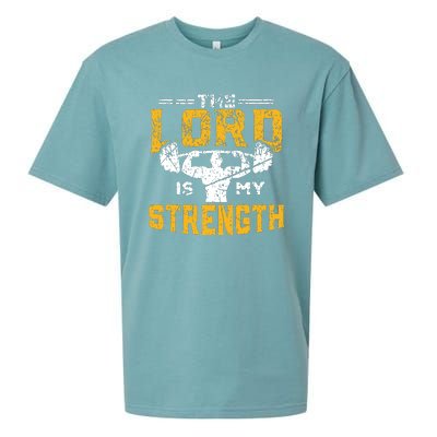 Workout The Lord Is My Strength Funny Christian Gym Sueded Cloud Jersey T-Shirt