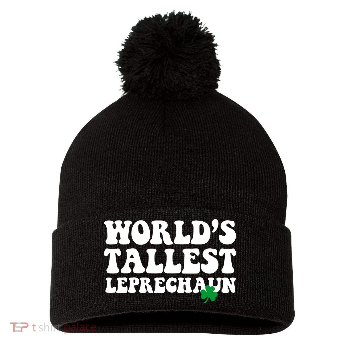 Worlds Tallest Leprechaun St Patricks Clover Pom Pom 12in Knit Beanie
