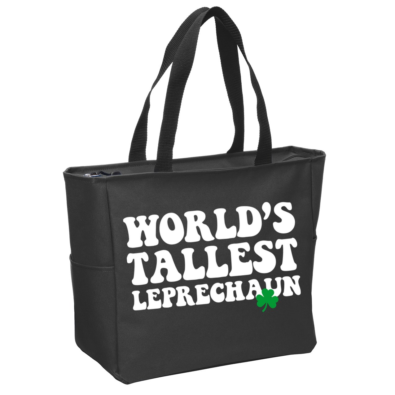 Worlds Tallest Leprechaun St Patricks Clover Zip Tote Bag