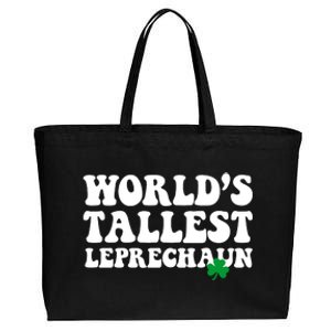 Worlds Tallest Leprechaun St Patricks Clover Cotton Canvas Jumbo Tote