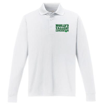 Worlds Tallest Leprechaun St Patricks Clover Performance Long Sleeve Polo