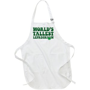 Worlds Tallest Leprechaun St Patricks Clover Full-Length Apron With Pockets