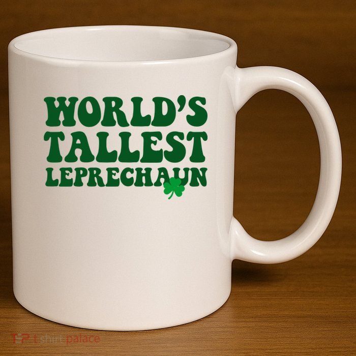 Worlds Tallest Leprechaun St Patricks Clover 11oz C Handle Ceramic Mug