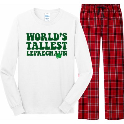 Worlds Tallest Leprechaun St Patricks Clover Long Sleeve Pajama Set