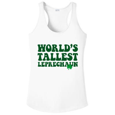 Worlds Tallest Leprechaun St Patricks Clover Ladies PosiCharge Competitor Racerback Tank
