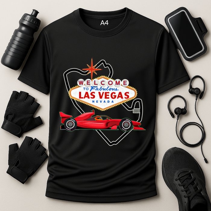 Welcome To Las Vegas Racing Race Car Strip Formula Track Cool Gift Cooling Performance Crew T-Shirt