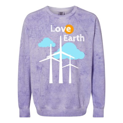 Wind Turbine Love Earth Renewable Energy Environtalist Cool Gift Colorblast Crewneck Sweatshirt