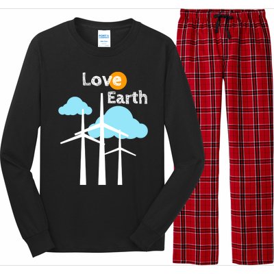 Wind Turbine Love Earth Renewable Energy Environtalist Cool Gift Long Sleeve Pajama Set