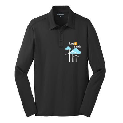 Wind Turbine Love Earth Renewable Energy Environtalist Cool Gift Silk Touch Performance Long Sleeve Polo