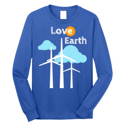 Wind Turbine Love Earth Renewable Energy Environtalist Cool Gift Long Sleeve Shirt