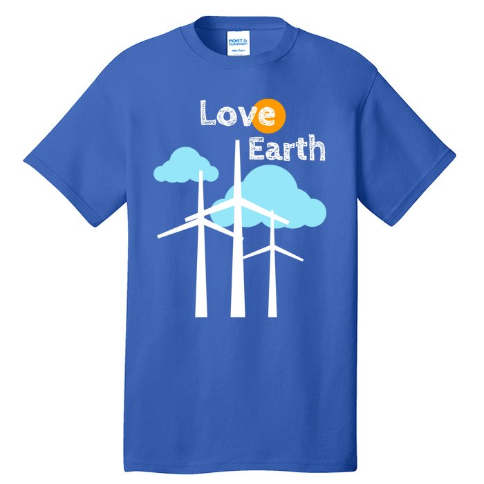 Wind Turbine Love Earth Renewable Energy Environtalist Cool Gift Tall T-Shirt