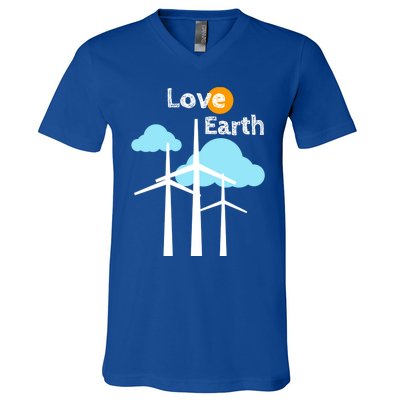 Wind Turbine Love Earth Renewable Energy Environtalist Cool Gift V-Neck T-Shirt