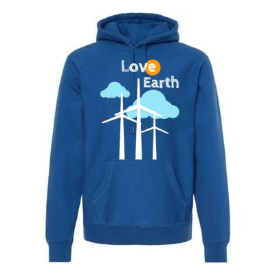 Wind Turbine Love Earth Renewable Energy Environtalist Cool Gift Premium Hoodie