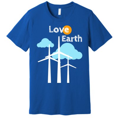 Wind Turbine Love Earth Renewable Energy Environtalist Cool Gift Premium T-Shirt