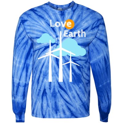 Wind Turbine Love Earth Renewable Energy Environtalist Cool Gift Tie-Dye Long Sleeve Shirt