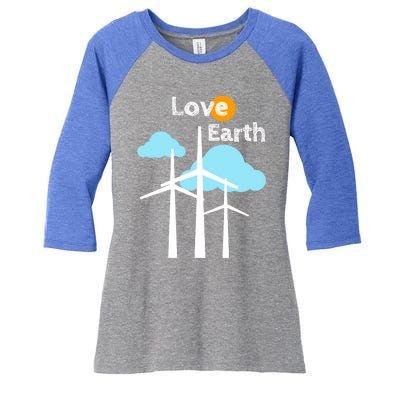 Wind Turbine Love Earth Renewable Energy Environtalist Cool Gift Women's Tri-Blend 3/4-Sleeve Raglan Shirt