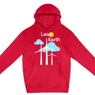 Wind Turbine Love Earth Renewable Energy Environtalist Cool Gift Premium Pullover Hoodie