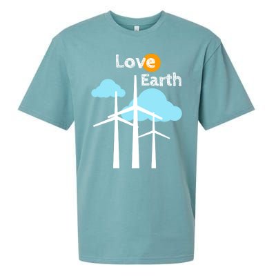 Wind Turbine Love Earth Renewable Energy Environtalist Cool Gift Sueded Cloud Jersey T-Shirt