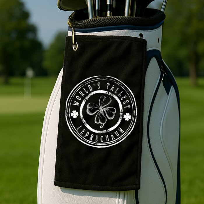 World's Tallest Leprechaun Funny Clovers St Patrick's Day Golf Towel