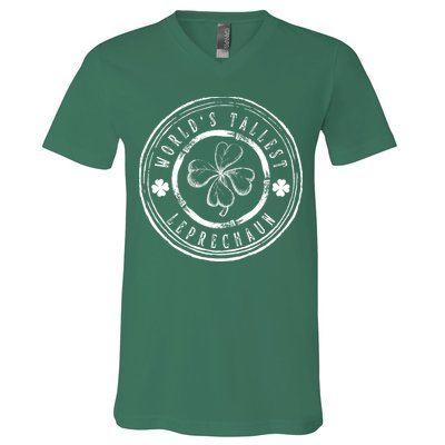 World's Tallest Leprechaun Funny Clovers St Patrick's Day V-Neck T-Shirt