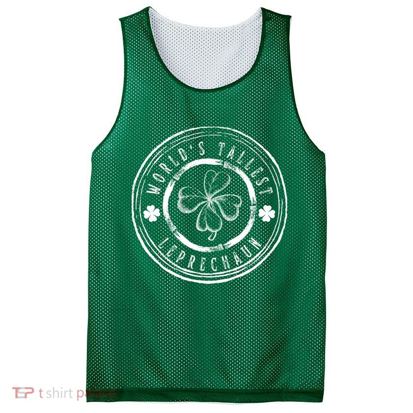 World's Tallest Leprechaun Funny Clovers St Patrick's Day Mesh Reversible Basketball Jersey Tank
