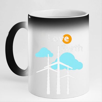 Wind Turbine Love Earth Renewable Energy Environmentalist 11oz Black Color Changing Mug