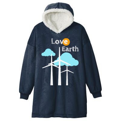 Wind Turbine Love Earth Renewable Energy Environmentalist Hooded Wearable Blanket