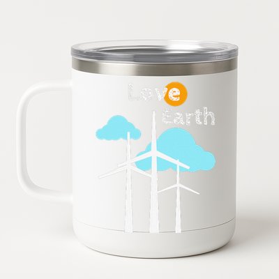 Wind Turbine Love Earth Renewable Energy Environmentalist 12 oz Stainless Steel Tumbler Cup