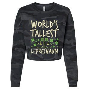 Worlds Tallest Leprechaun Four Leaf Clovers Meaningful Gift Cropped Pullover Crew