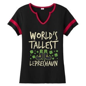 Worlds Tallest Leprechaun Four Leaf Clovers Meaningful Gift Ladies Halftime Notch Neck Tee