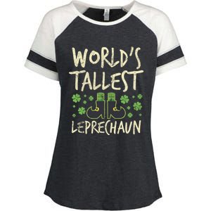 Worlds Tallest Leprechaun Four Leaf Clovers Meaningful Gift Enza Ladies Jersey Colorblock Tee