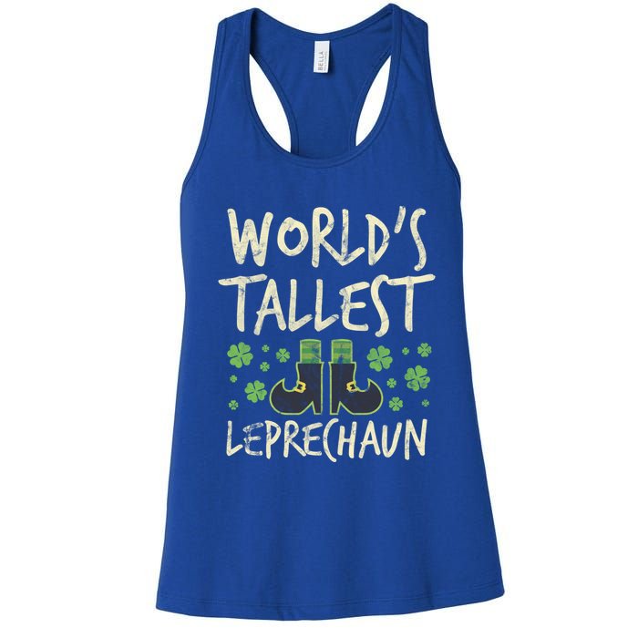 Worlds Tallest Leprechaun Four Leaf Clovers Meaningful Gift Women's Racerback Tank