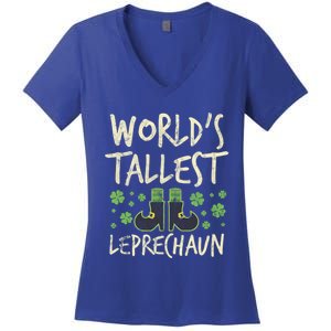 Worlds Tallest Leprechaun Four Leaf Clovers Meaningful Gift Women's V-Neck T-Shirt