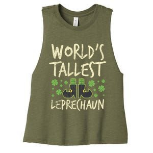 Worlds Tallest Leprechaun Four Leaf Clovers Meaningful Gift Women's Racerback Cropped Tank