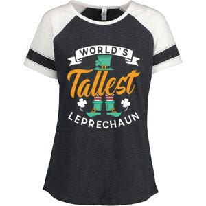 Worlds Tallest Leprechaun Ireland St Patricks Day Irish Cool Gift Enza Ladies Jersey Colorblock Tee