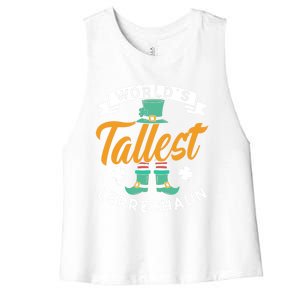 Worlds Tallest Leprechaun Ireland St Patricks Day Irish Cool Gift Women's Racerback Cropped Tank