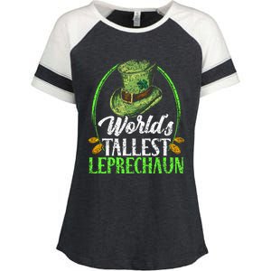 Worlds Tallest Leprechaun Irish Ireland St Patricks Day Funny Gift Enza Ladies Jersey Colorblock Tee