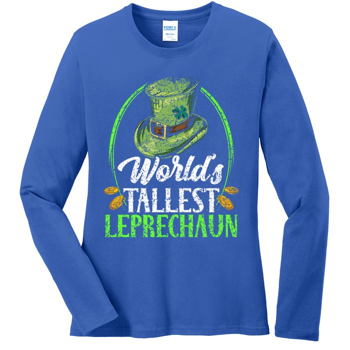 Worlds Tallest Leprechaun Irish Ireland St Patricks Day Funny Gift Ladies Long Sleeve Shirt