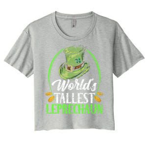 Worlds Tallest Leprechaun Irish Ireland St Patricks Day Funny Gift Women's Crop Top Tee