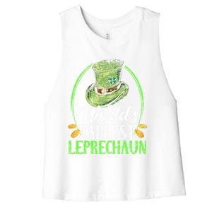 Worlds Tallest Leprechaun Irish Ireland St Patricks Day Funny Gift Women's Racerback Cropped Tank