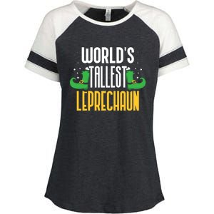 Worlds Tallest Leprechaun Irish St Patricks Day Ireland Meaningful Gift Enza Ladies Jersey Colorblock Tee